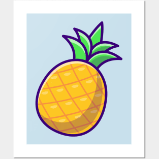 Pineapple Fruit Cartoon Posters and Art